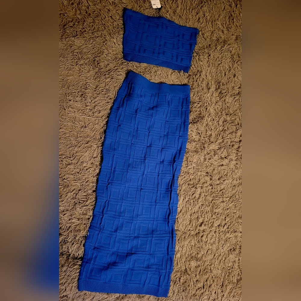 Fashion Nova 2 Piece Set Blue Size Medium